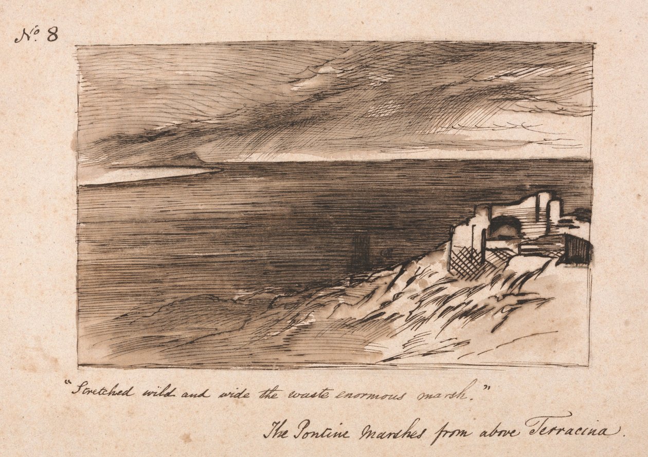 The Pontine Marshes Above Terracina by Edward Lear