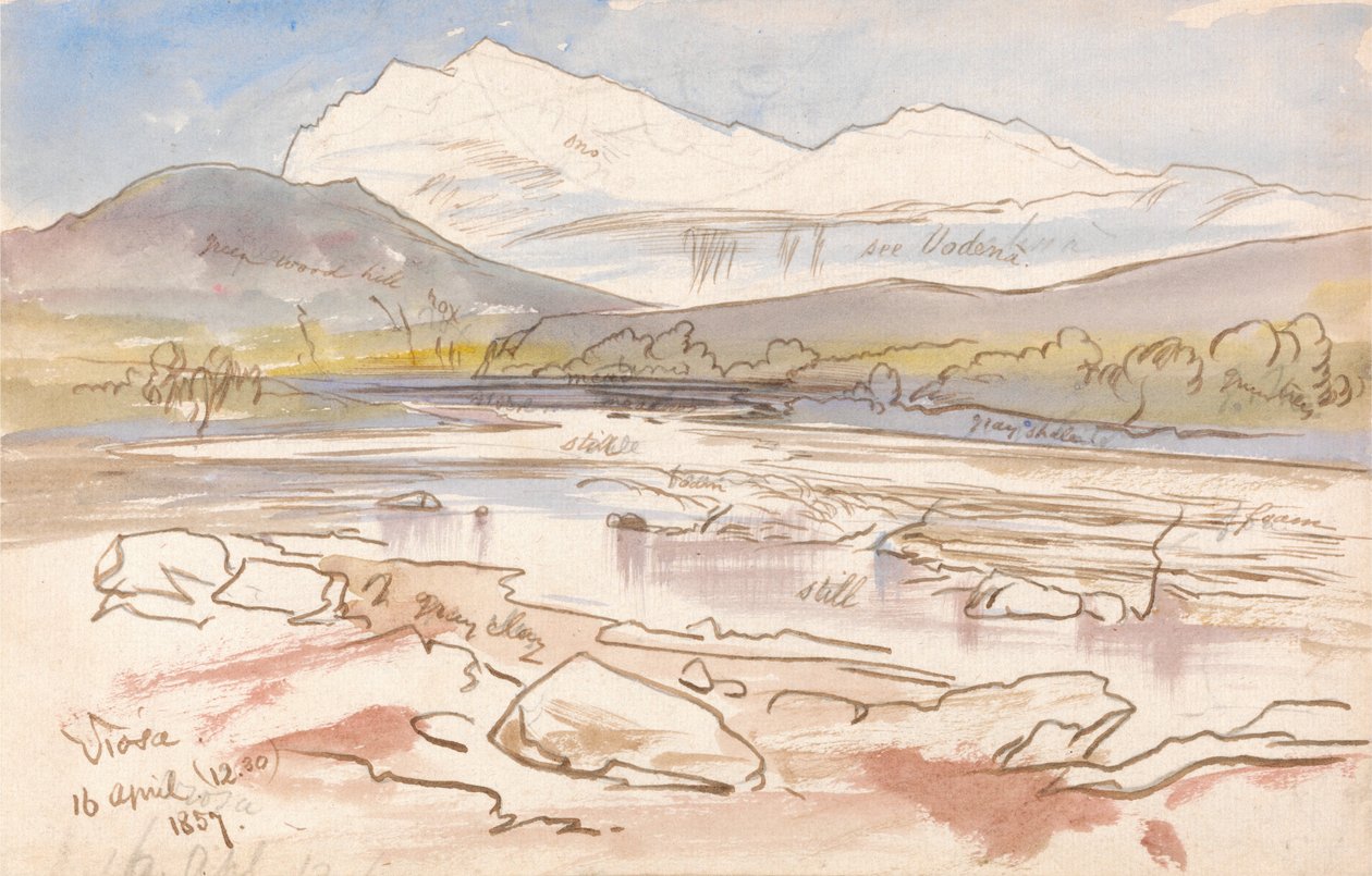 Vjose, 12-30 p.m., 16 April 1857 by Edward Lear