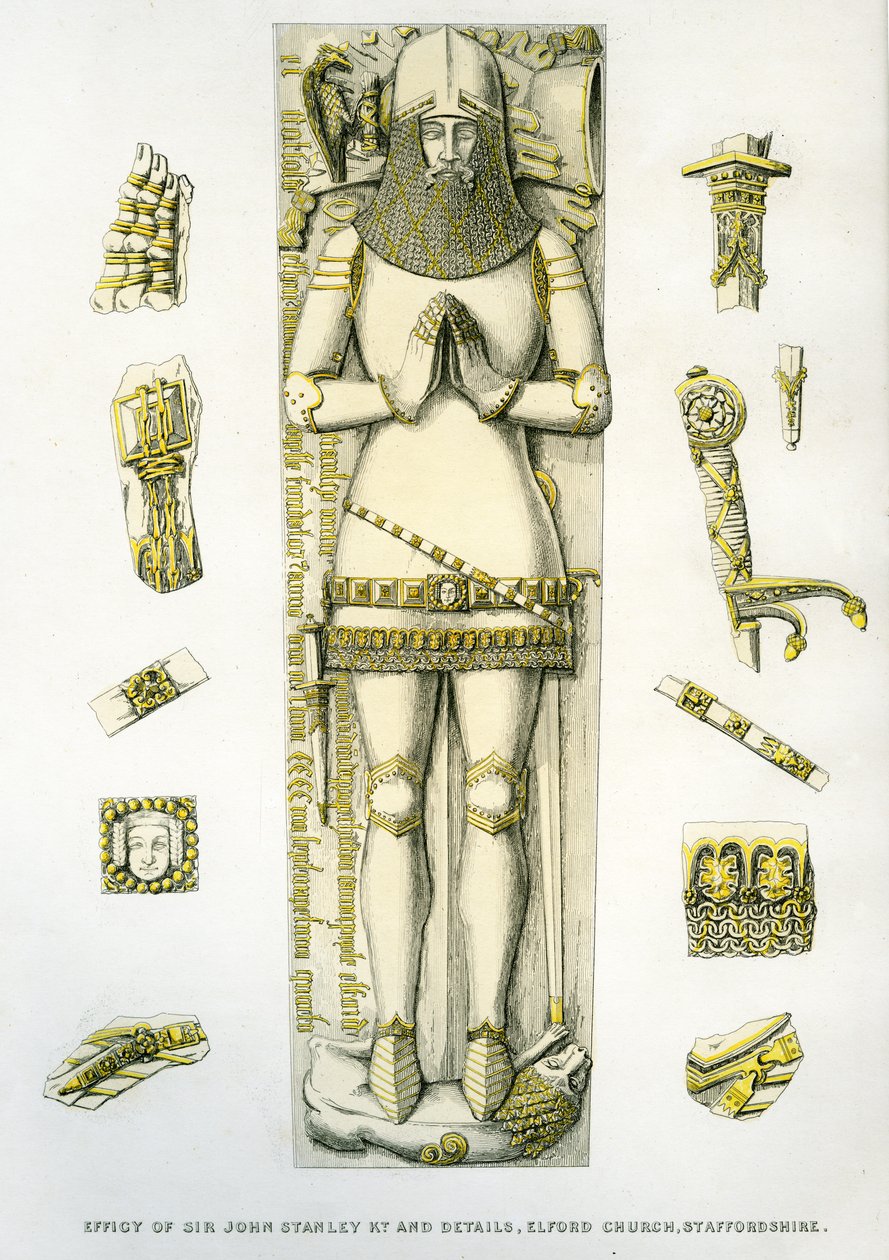 Effigy and Details of Armour of the Tomb of Sir John Stanley, St. Peter