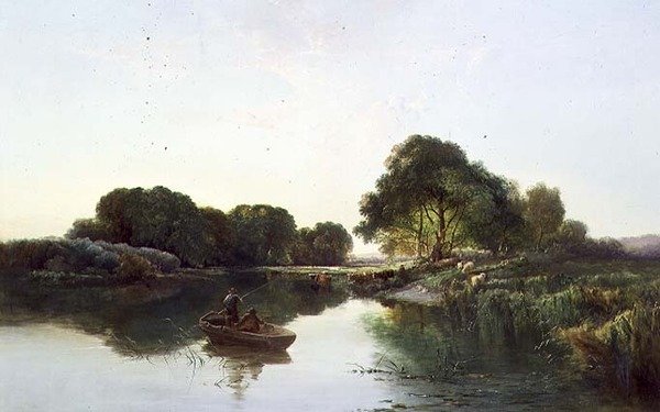 A Wooded River Landscape by Edward Charles Williams