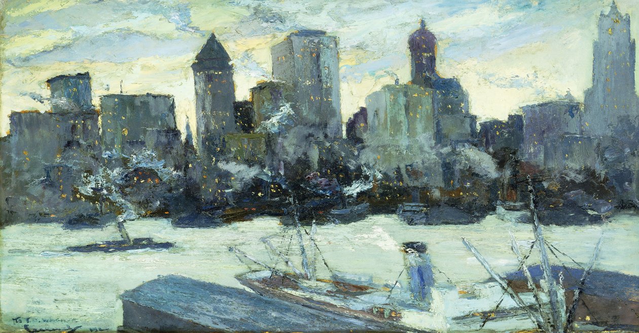New York Harbor in Winter by Edward Cucuel