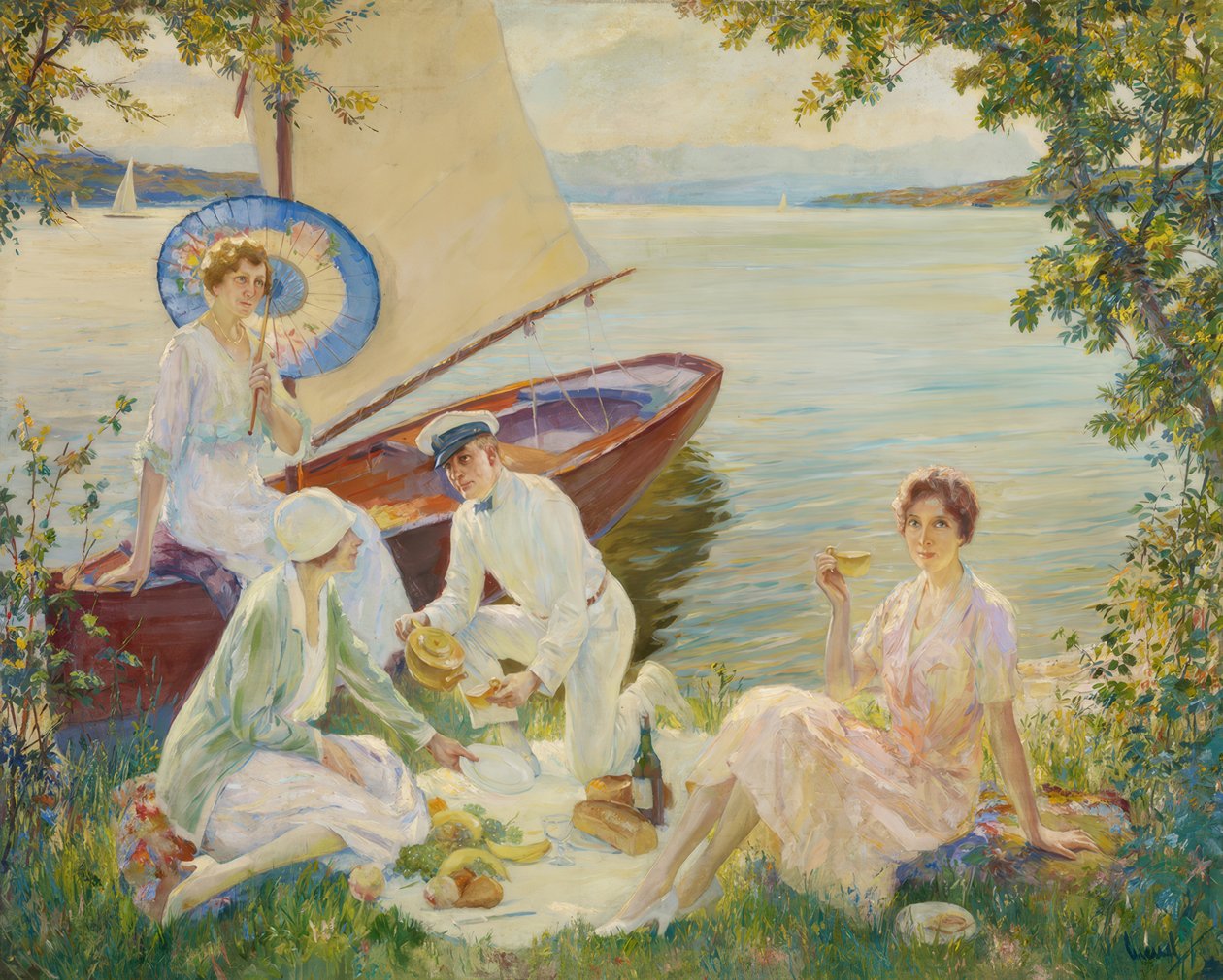 Picnic at Lake Starnberg by Edward Cucuel