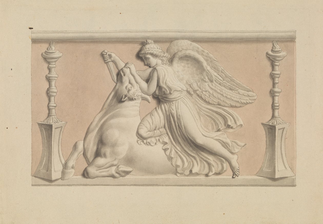Winged Figure Slaying a Bull by Edward Francis Burney