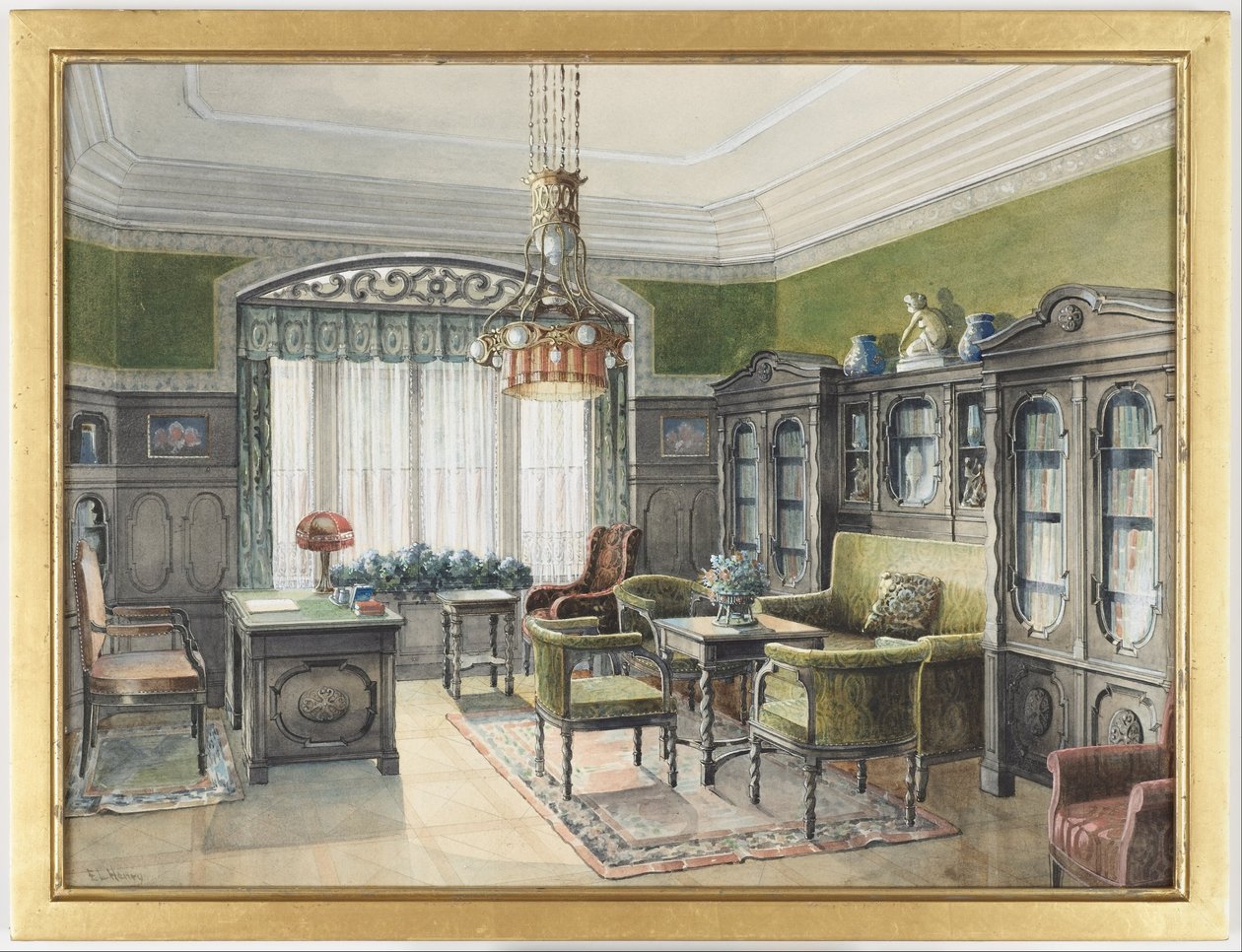 Library Interior by Edward Lamson Henry