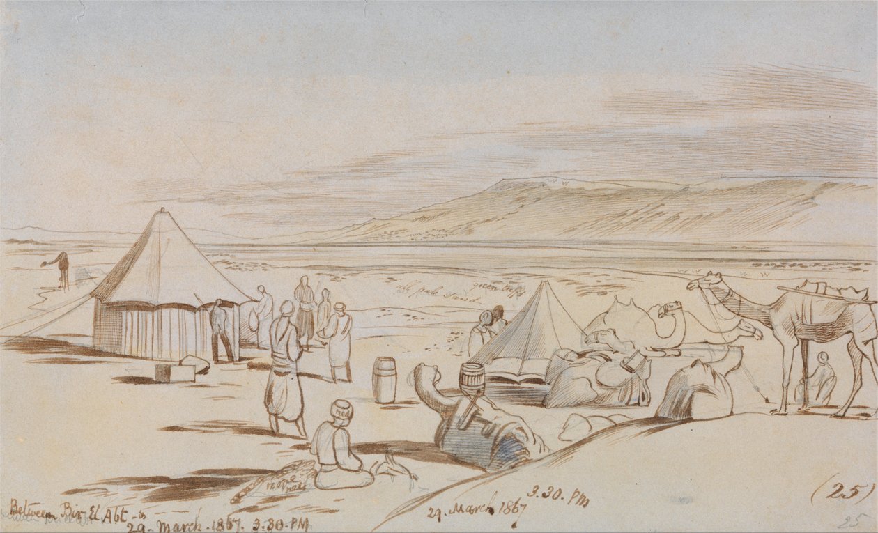 Between Bir El Abt by Edward Lear