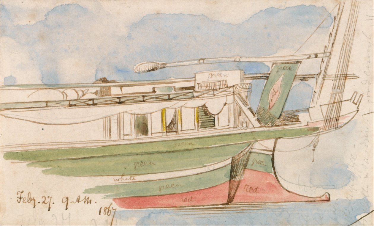 Boat on the Nile by Edward Lear