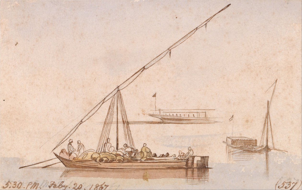 Boats on the Nile by Edward Lear
