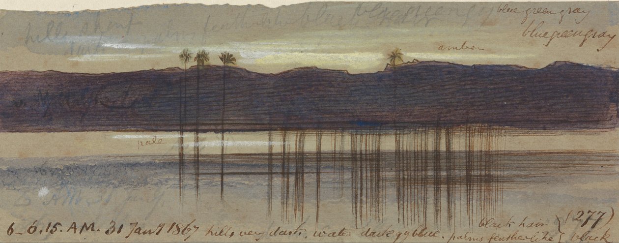Philae, 6:00-6:15 am, 31 January 1867 by Edward Lear