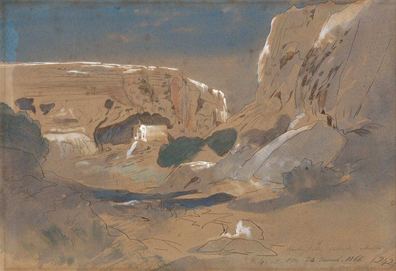 Rocky Valley of Mosta, Malta by Edward Lear