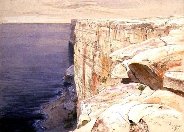 The Rocks near Garf Hasan, Malta by Edward Lear