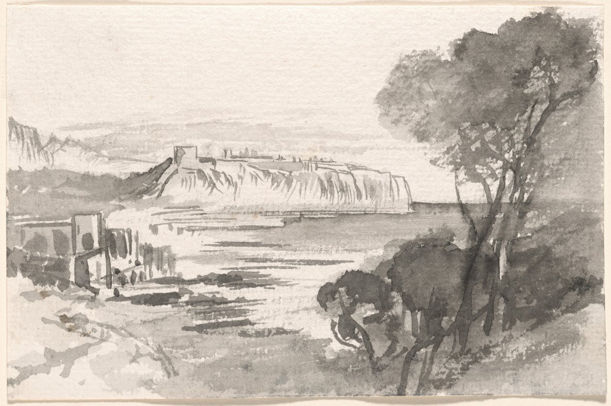 View across a Bay Monaco by Edward Lear