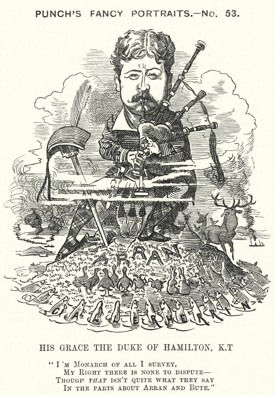 Punch Cartoon: William Douglas Hamilton by Edward Linley (after) Sambourne