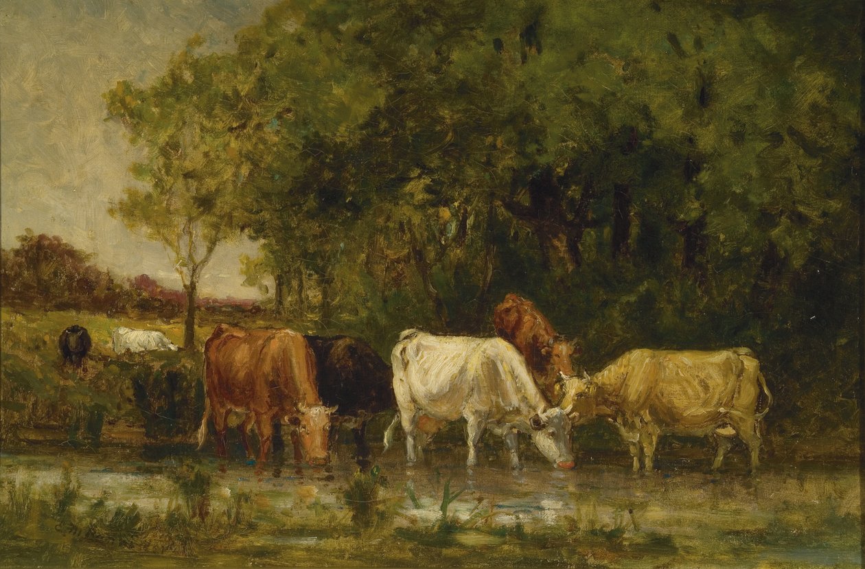 Cows in Landscape by Edward Mitchell Bannister