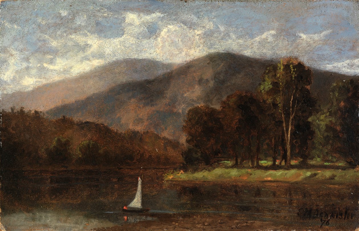 Untitled (sailboat in river) by Edward Mitchell Bannister