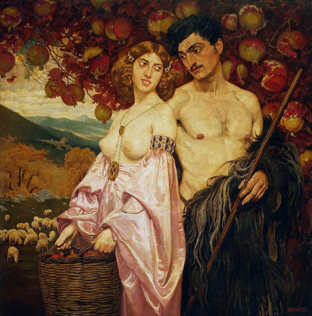 Self-Portrait with a Sicilian Woman – Pomegranates by Edward Okun