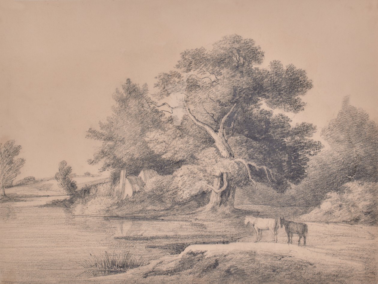 Landscape with Horses by a River by Edward Pretty