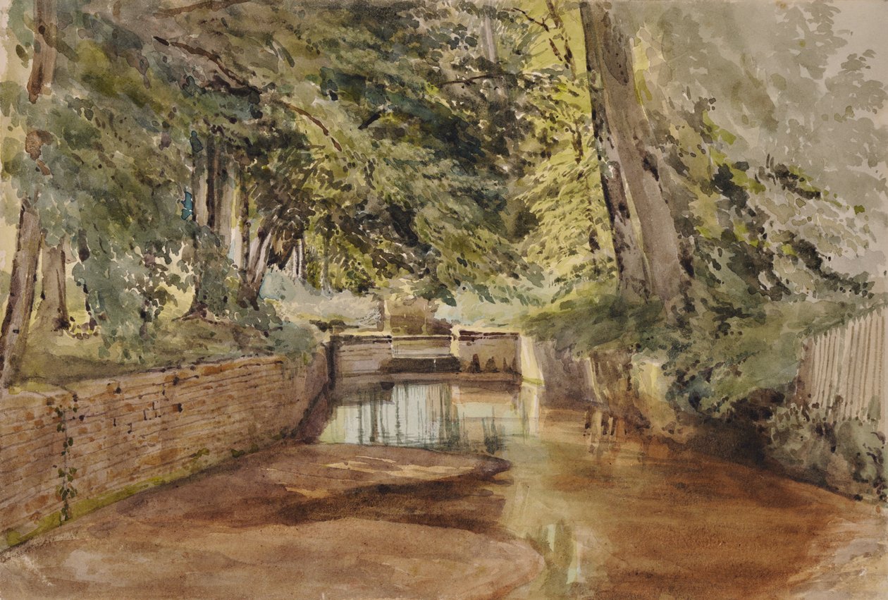 River Scene with Semi-Dry River Bed by Edward Pretty