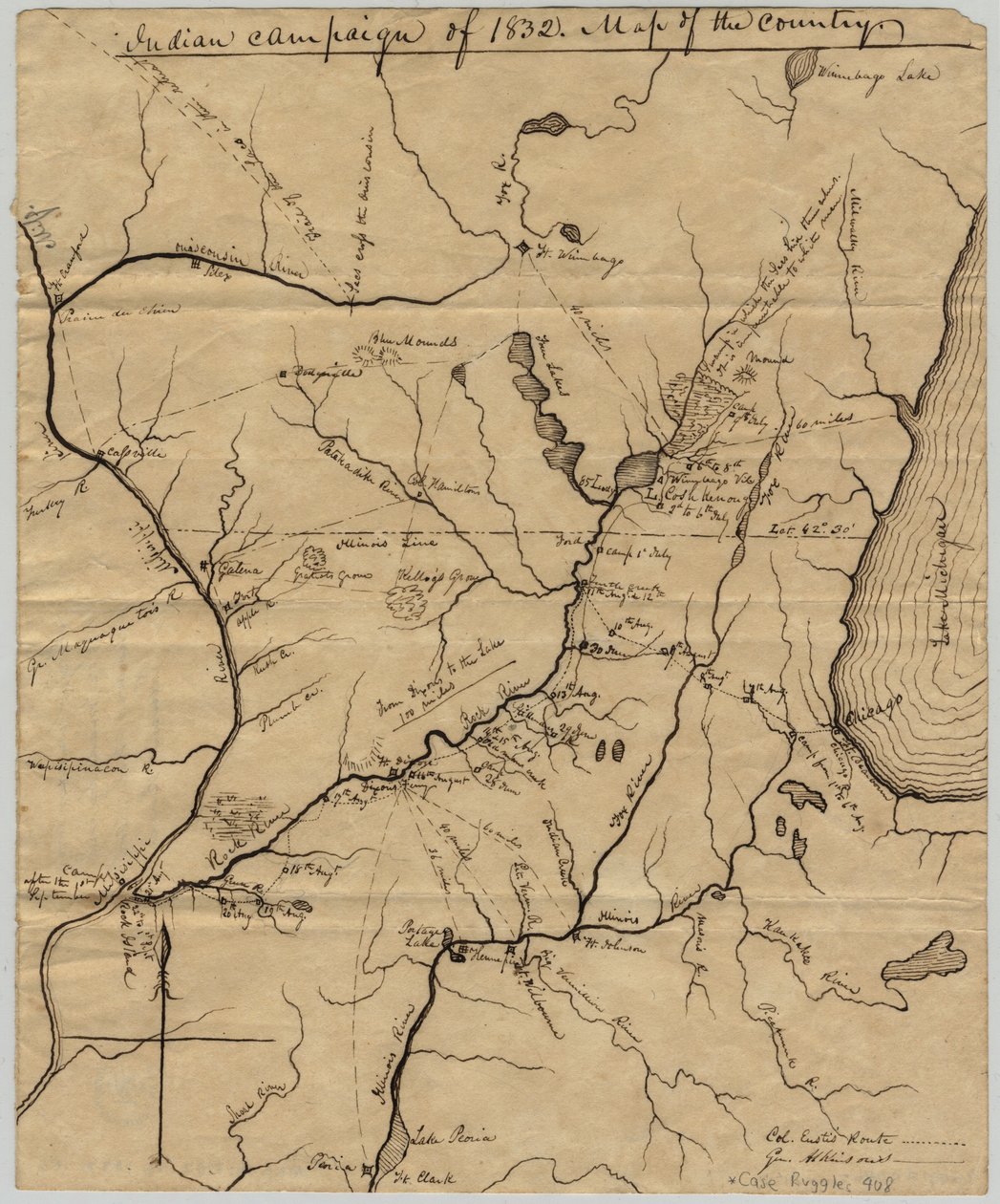 Indian campaign of 1832: Map of the country by Edwin Rose