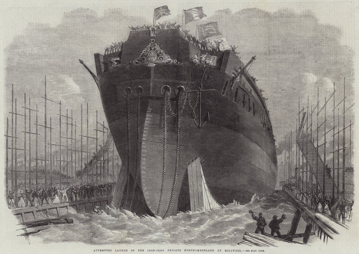 Attempted Launch of the Iron-Clad Frigate Northumberland at Millwall by Edwin Weedon