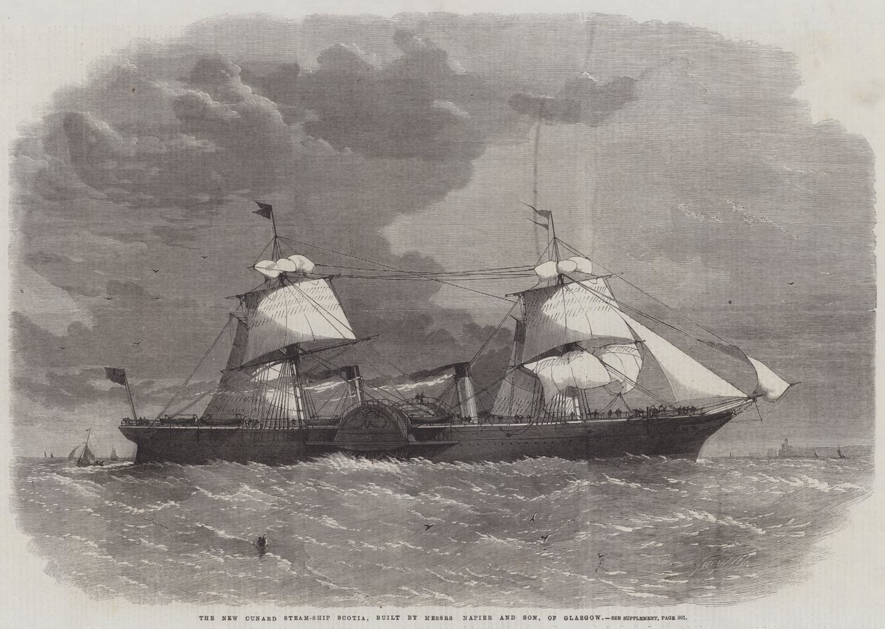 The New Cunard Steam-Ship Scotia, Built by Messers Napier and Son, of Glasgow by Edwin Weedon