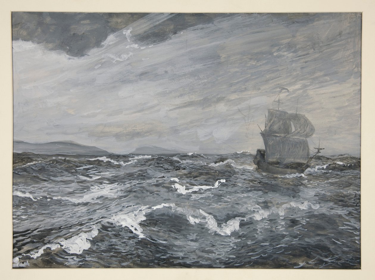 Seascape with Sailing Boat by Edwin Austin Abbey