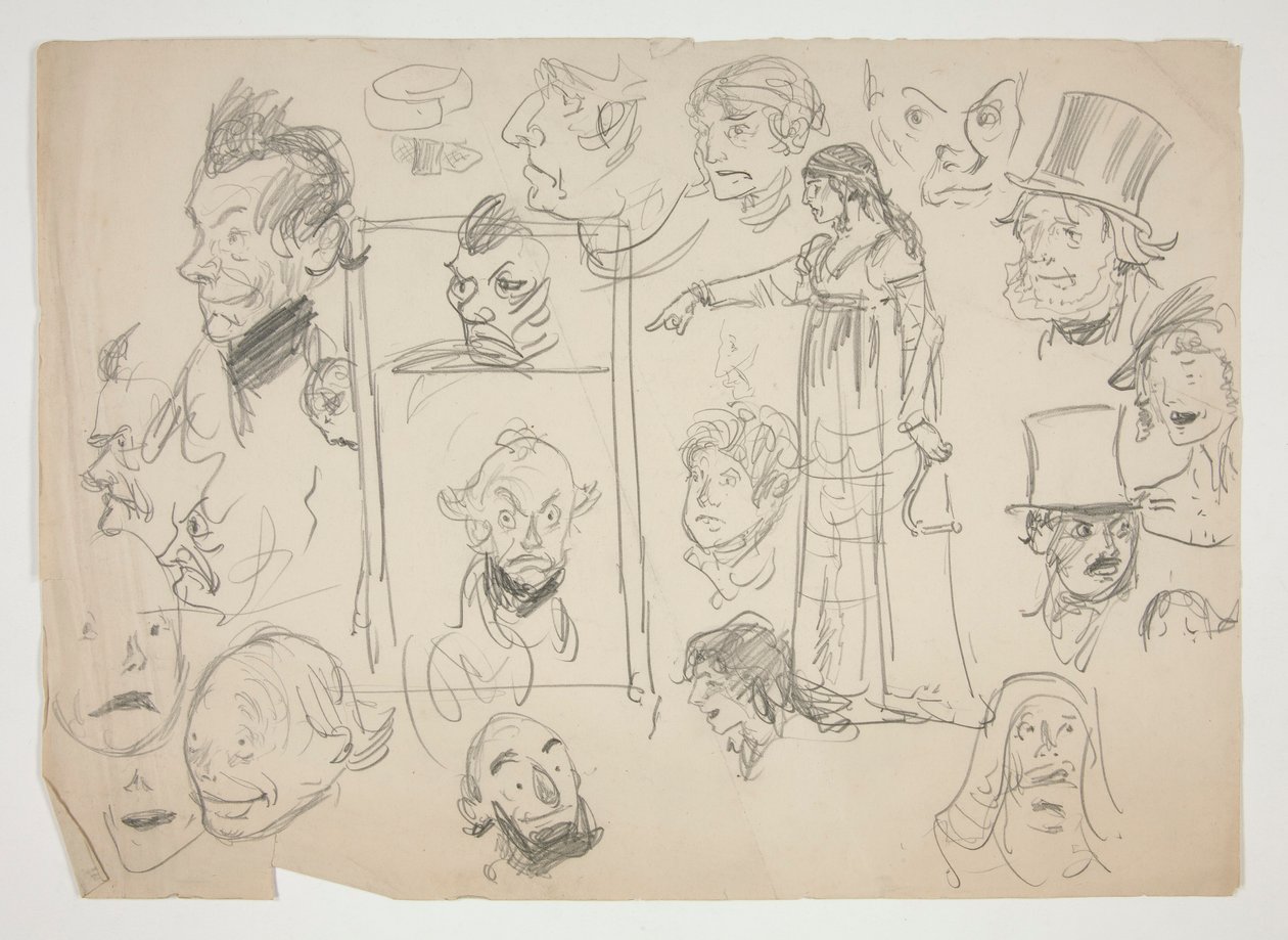 Sheet of Sketches of Faces by Edwin Austin Abbey