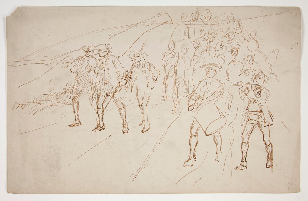 Sketch of Revolutionary War Troops, Marching by Edwin Austin Abbey
