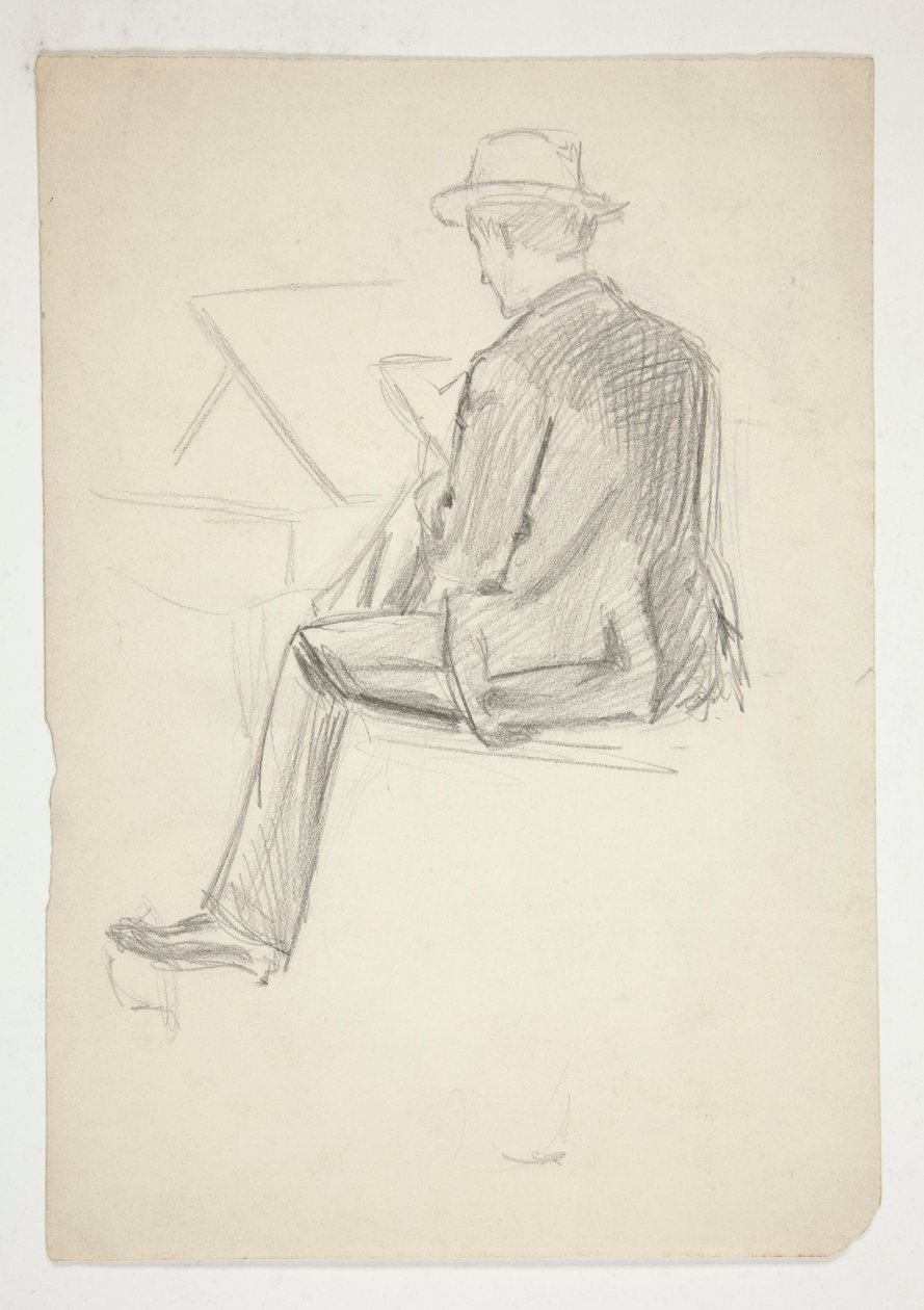 Study of a Man Seated, Sketching by Edwin Austin Abbey