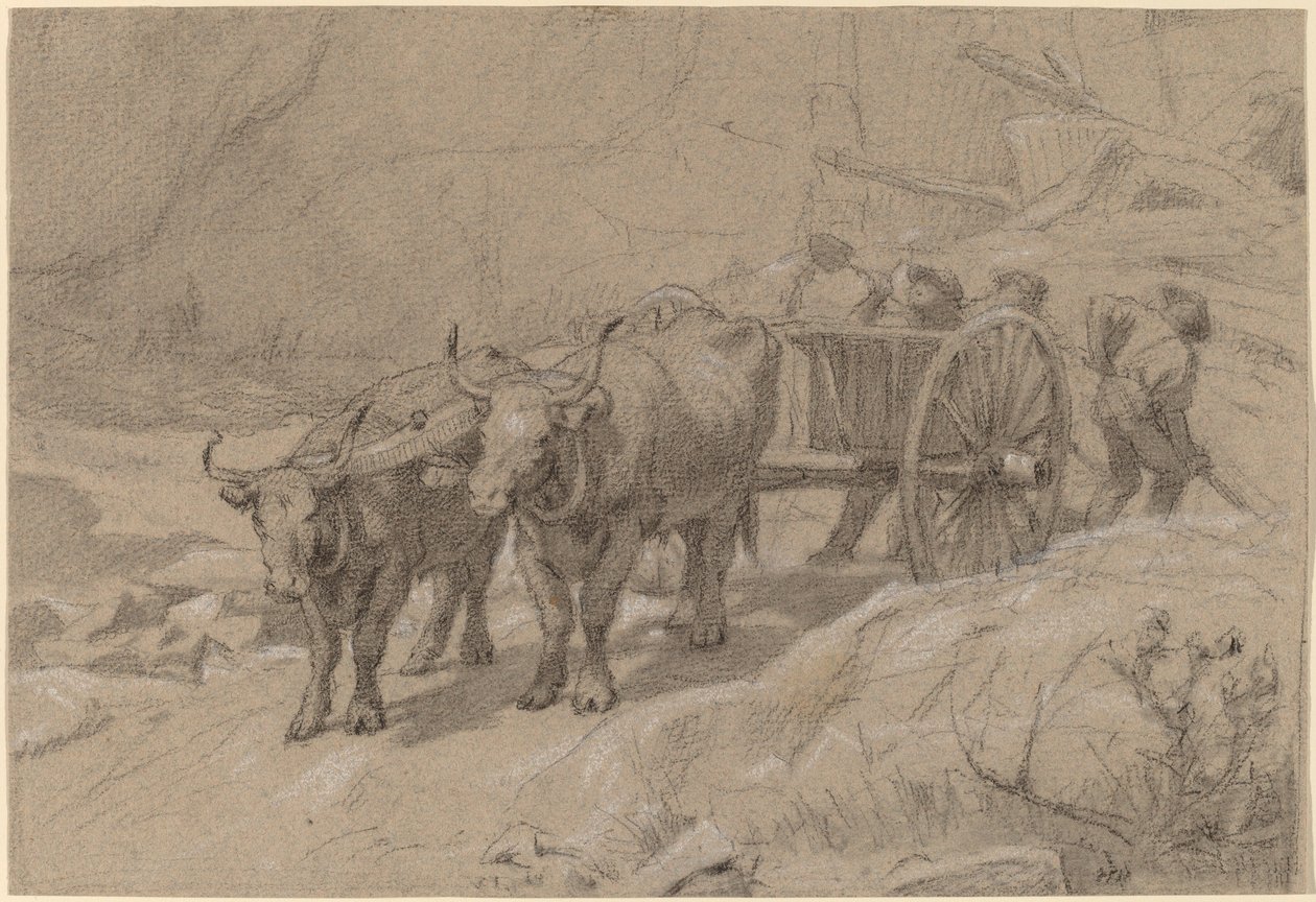 Oxen and Dump Cart by Edwin Forbes