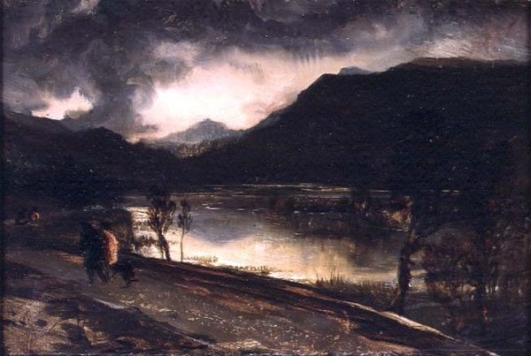 A Lake Scene at Sunset by Edwin Landseer