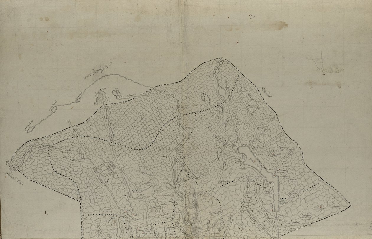The map is hand-drawn (ca 1780) and shows Telemark by Eenvold Steenbloch