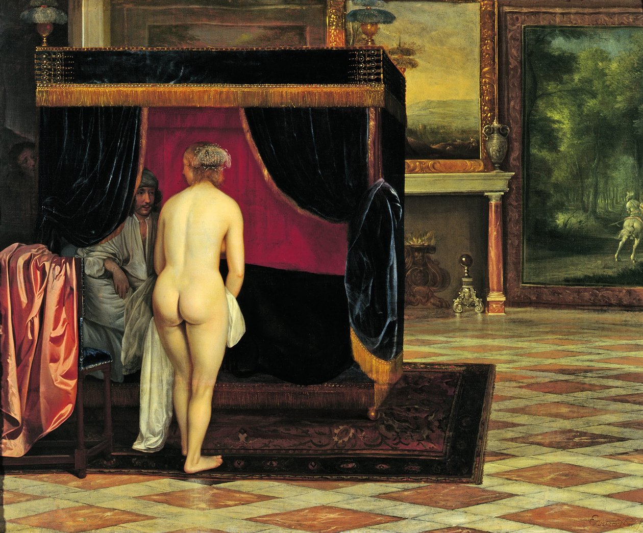 Kandaules’ Wife Discovering the Hiding Gyges by Eglon van der Neer