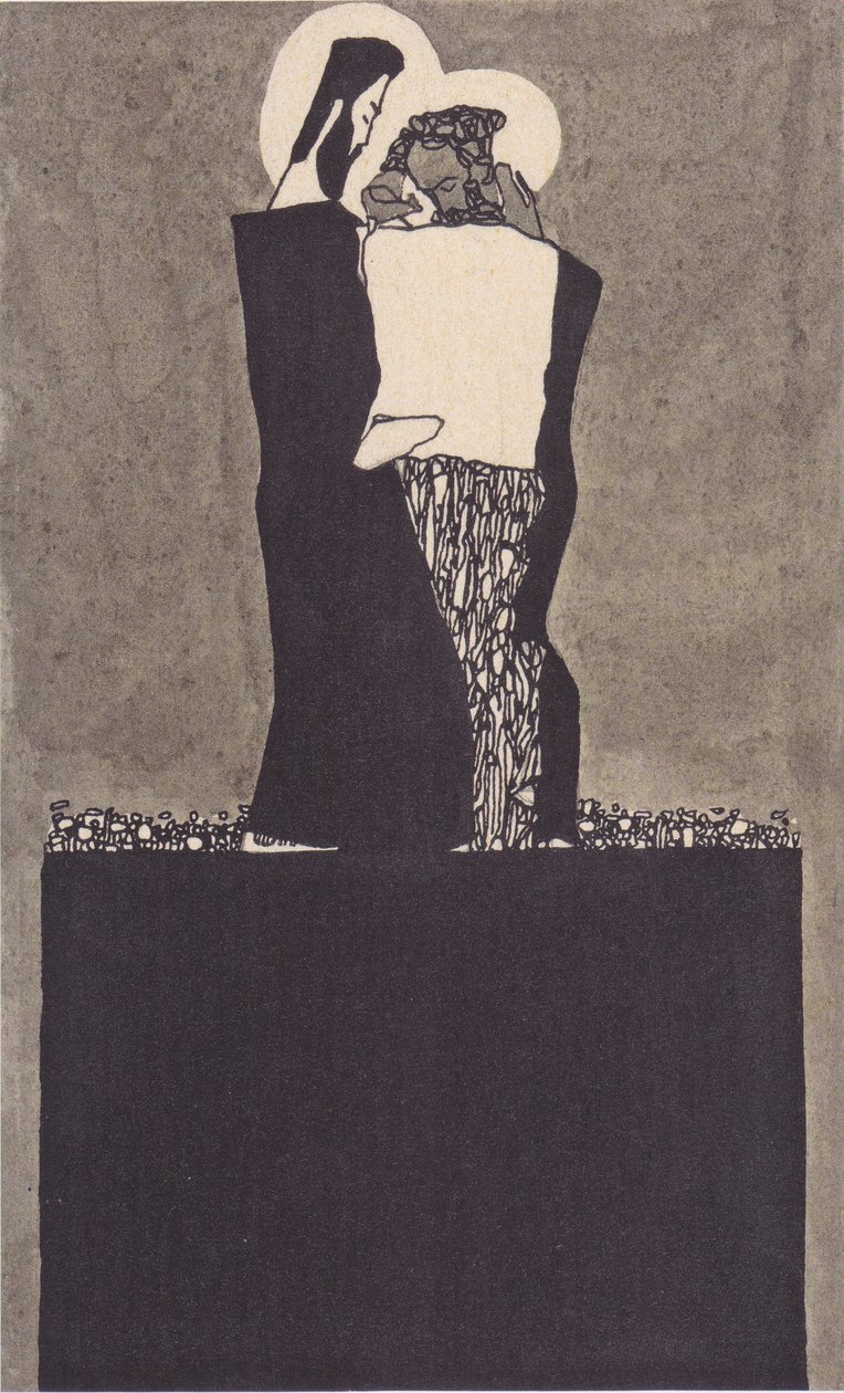 Two Men with Halos by Egon Schiele