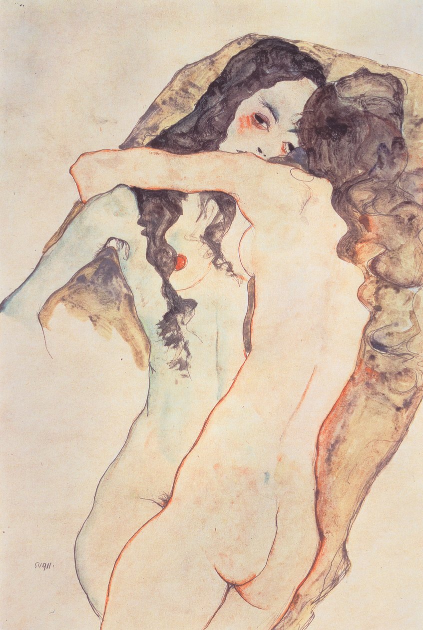 Two Embracing Women by Egon Schiele