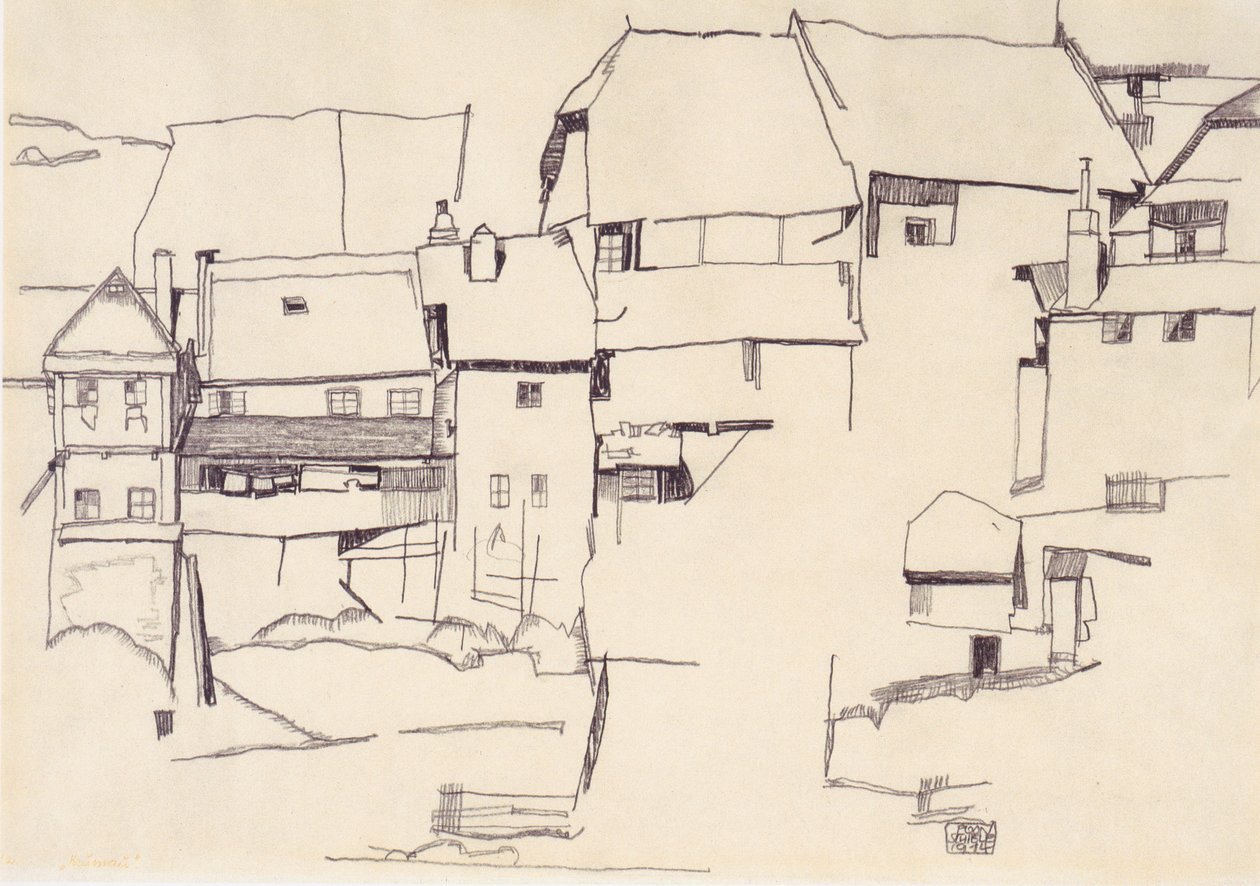 Old Houses in Krumau by Egon Schiele