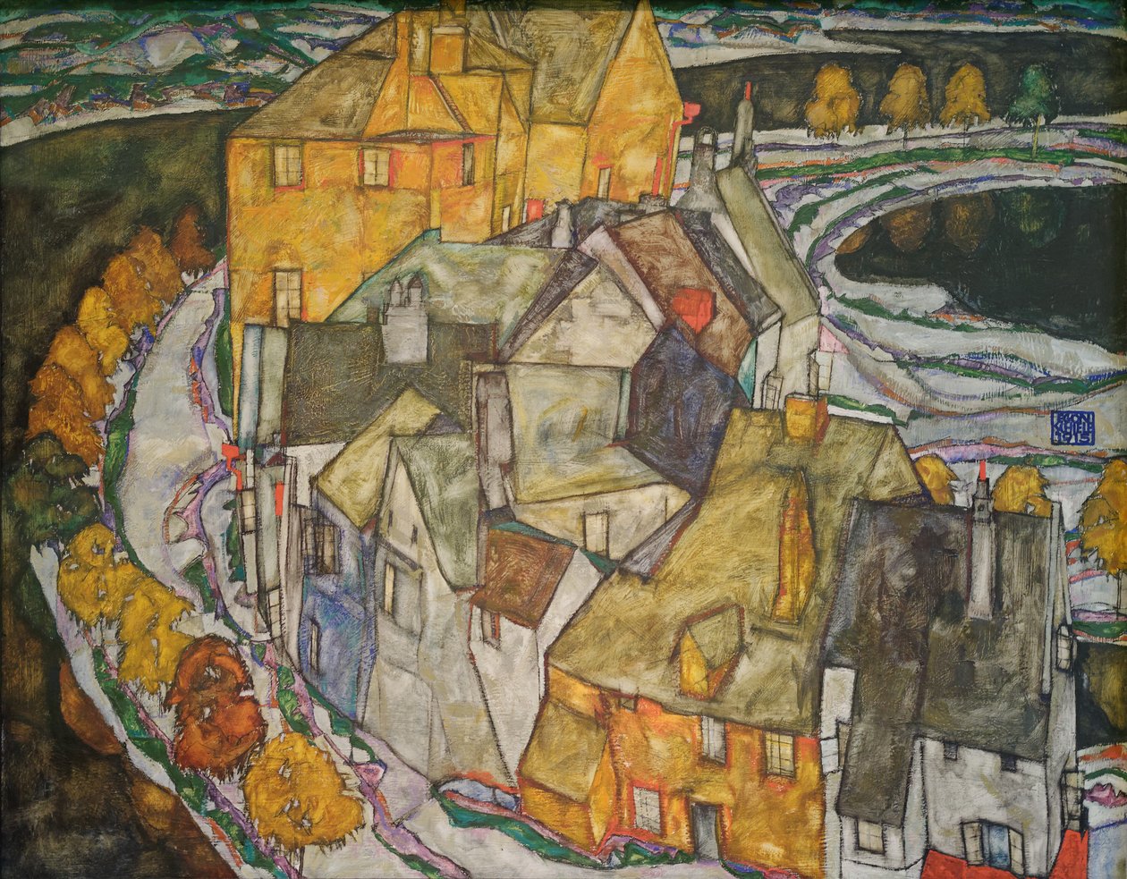 Crescent of Houses II (Island Town) by Egon Schiele