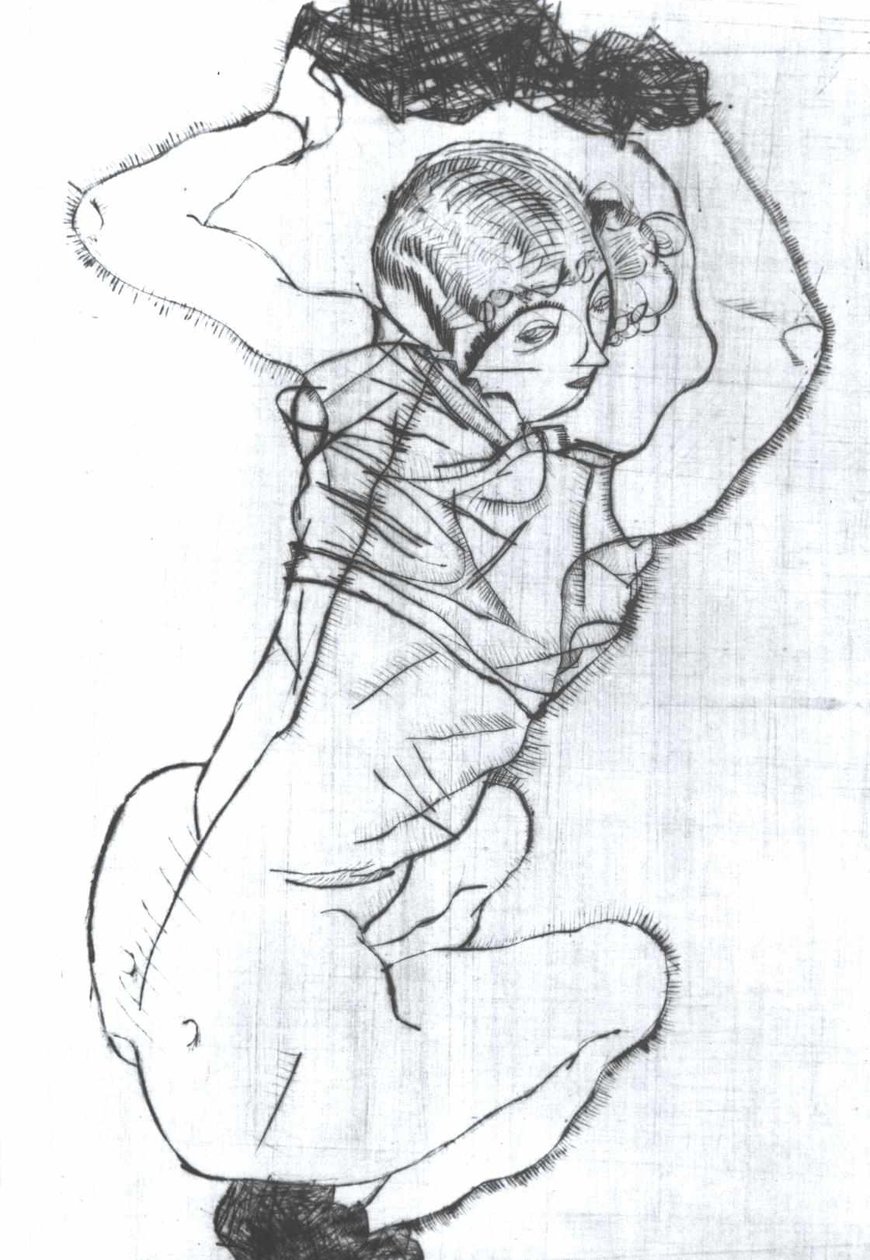 Crouching by Egon Schiele