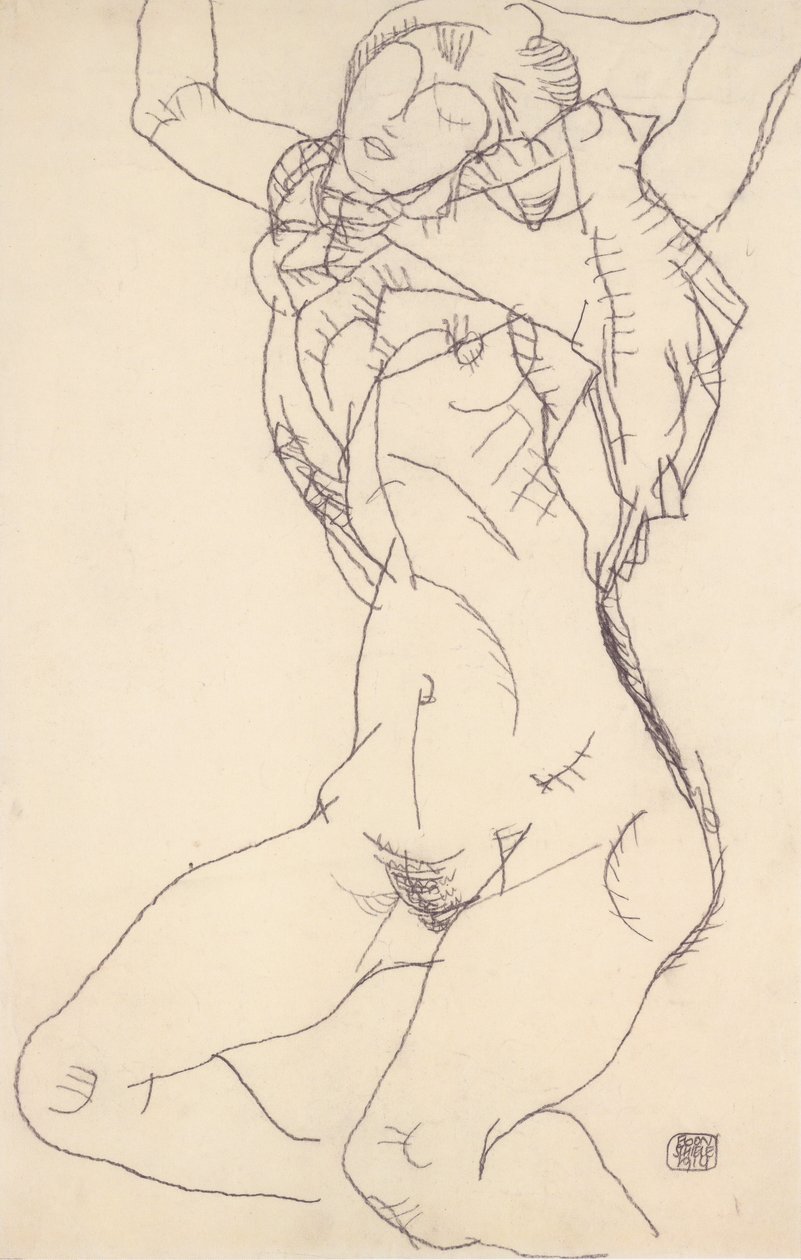 Reclining Half-Nude with Raised Arms by Egon Schiele