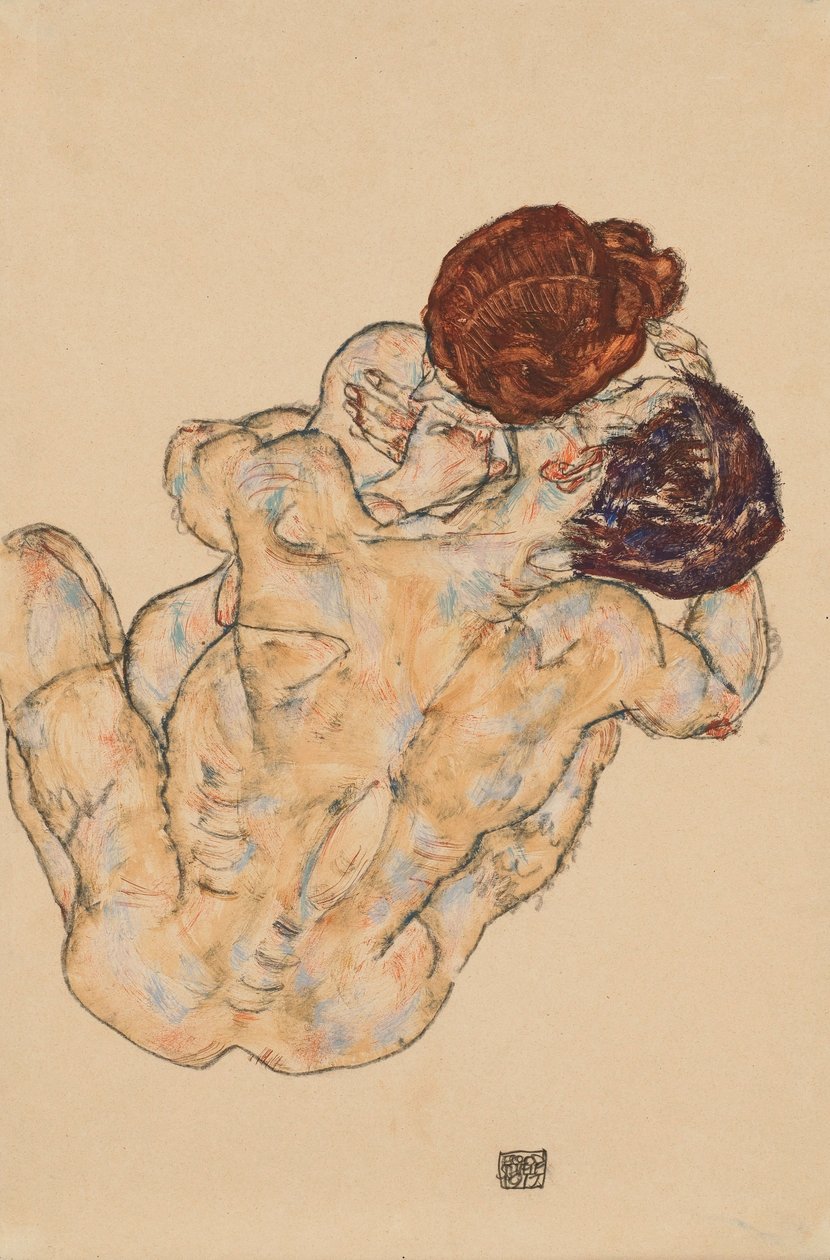 Man and Woman, Embrace by Egon Schiele