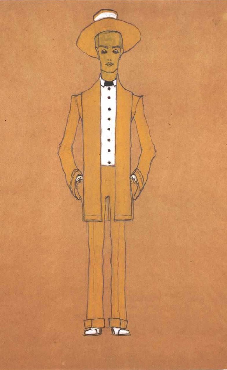 Fashion Design Yellow Street Suit by Egon Schiele