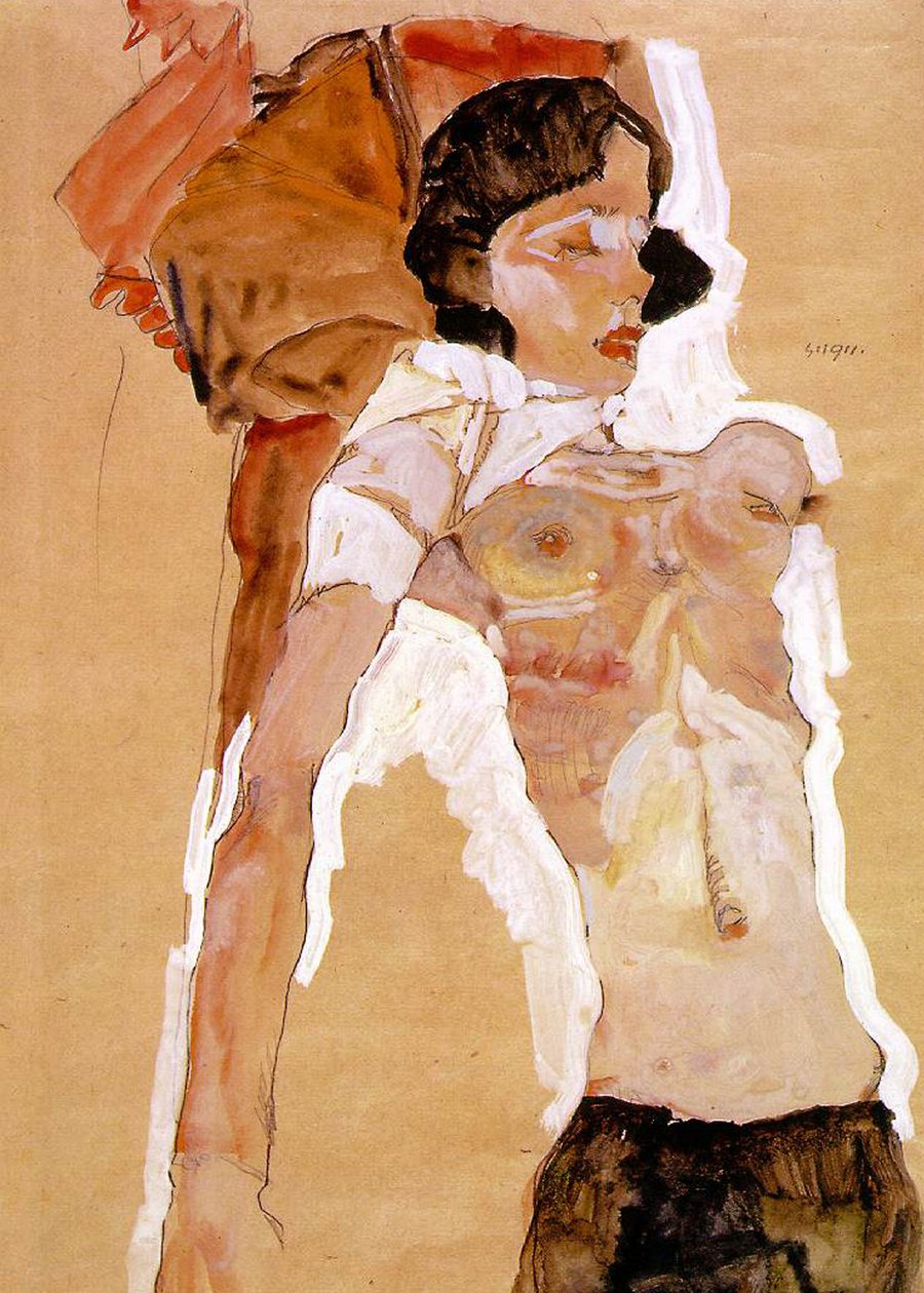 Semi-nude Reclining by Egon Schiele