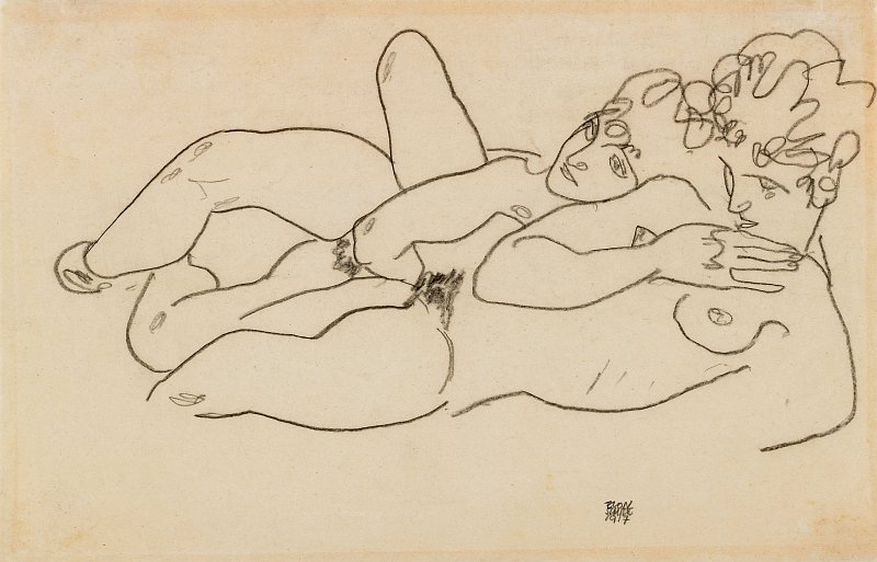 Two Reclining Nudes by Egon Schiele