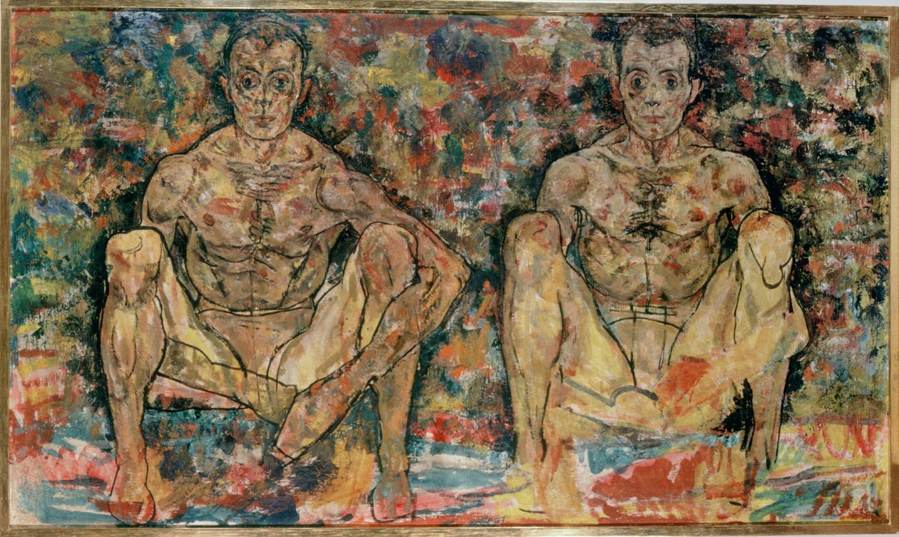 Crouching Pair of Men by Egon Schiele