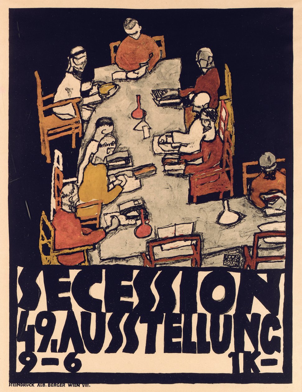 Poster Advertising Secession 49 Exhibition by Egon Schiele