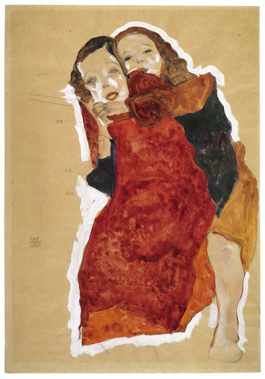 Two girls, 1911 by Egon Schiele