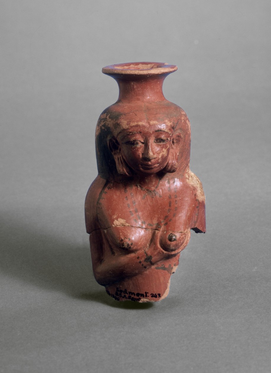 Anthropomorphic Vase Depicting a Woman Breastfeeding, Possibly the Goddess Isis by Egyptian