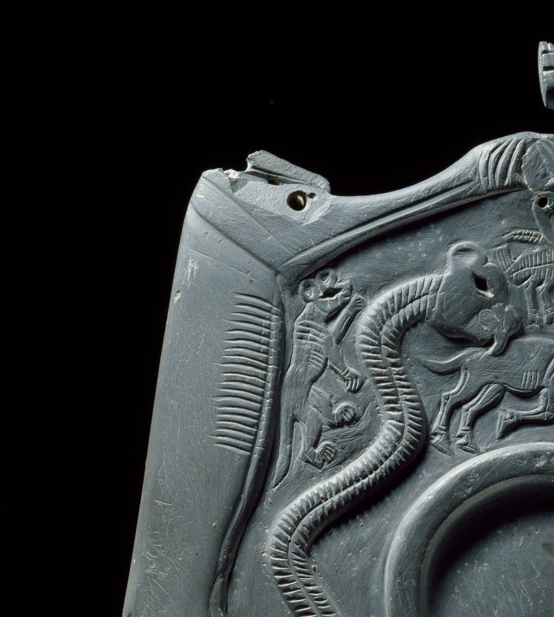 Ceremonial Palette with a Reservoir for Grinding Eye Paint (detail) by Egyptian