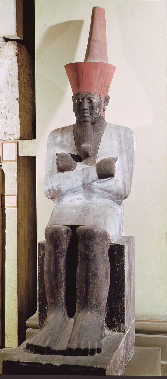 Statue of Mentuhotep II, Enthroned and Wearing the Red Crown of Lower Egypt by Egyptian 11th Dynasty