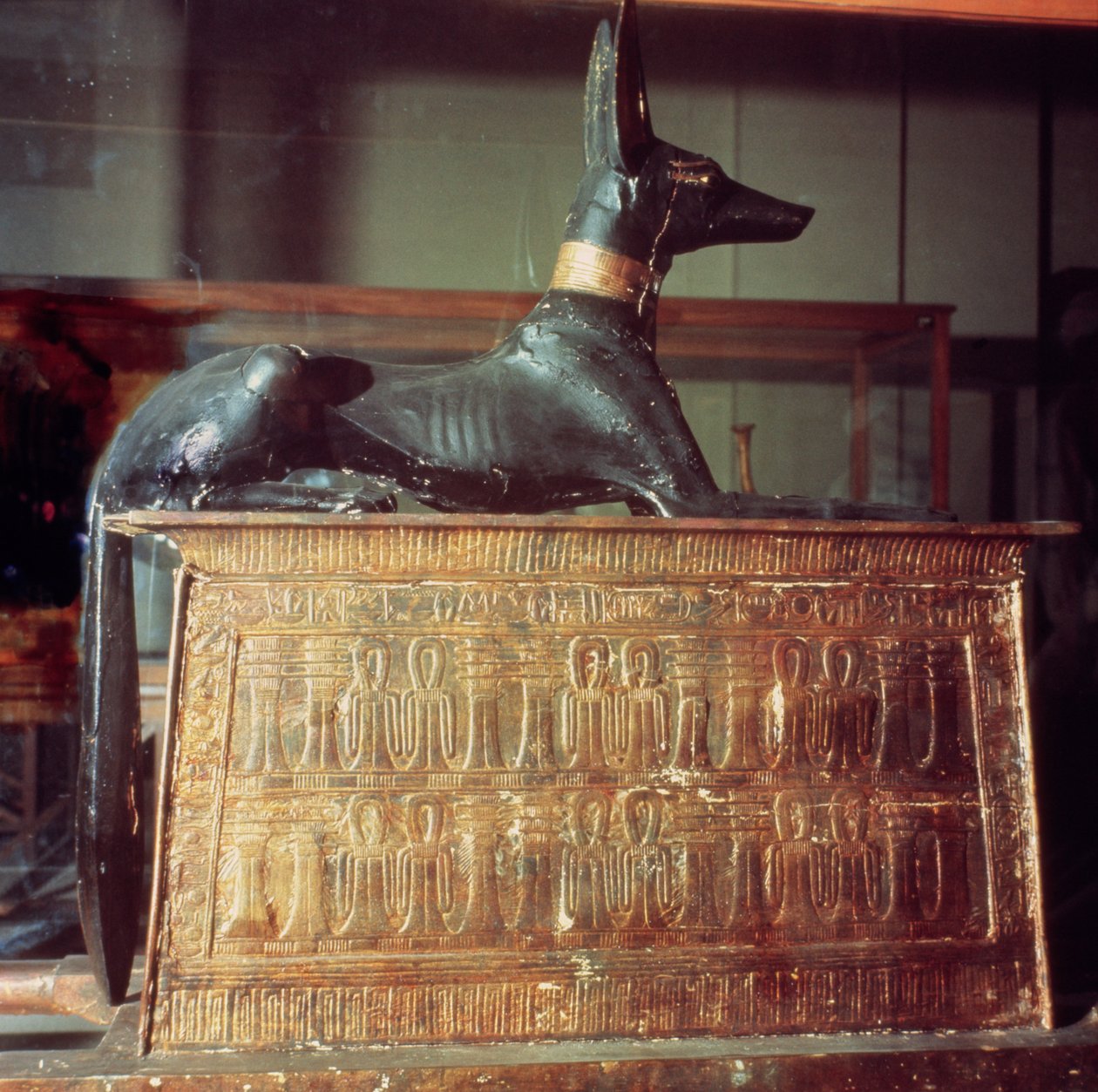 Anubis, Egyptian God of the Dead, Seated Atop a Chest in the Form of a Shrine, from the Tomb of Tutankhamun by Egyptian 18th Dynasty