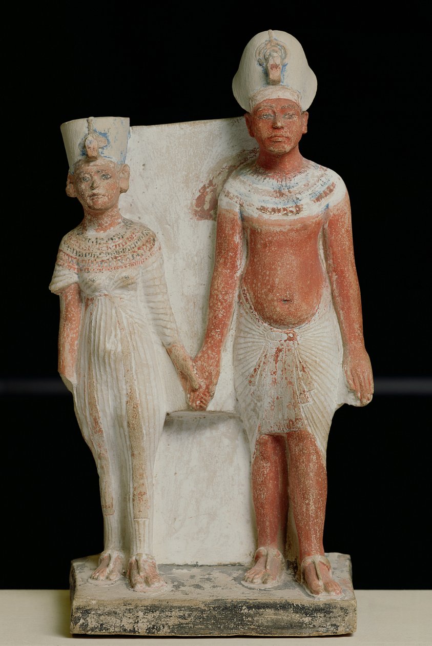 Statuette of Amenophis IV (Akhenaten) and Nefertiti, from Tell el-Amarna, Amarna Period, New Kingdom by Egyptian 18th Dynasty